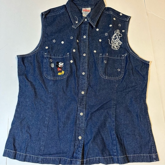 Vtg 90s Disney Store Denim Shirt Mickey Minnie - Picture 1 of 6